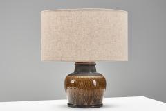 Nils Kahler Yellow Glazed Stoneware Table Lamp by Nils K hler Denmark ca 1950s - 4749666