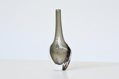 Nils Landberg Nils Landberg black glass Sommerso vase Orrefors Sweden 1950 - 4164881