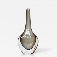 Nils Landberg Nils Landberg black glass Sommerso vase Orrefors Sweden 1950 - 4165089