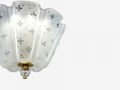 Nils Landberg Rare Chandelier Etched Glass Brass Sweden 1940s - 4800567