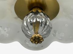 Nils Landberg Rare Chandelier Etched Glass Brass Sweden 1940s - 4800570