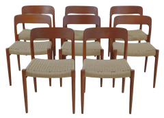 Nils Otto Moller Set of Eight Scandinavian Modern Teak Dining Chairs Designe by Otto Moller - 4172976
