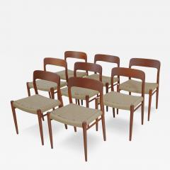 Nils Otto Moller Set of Eight Scandinavian Modern Teak Dining Chairs Designe by Otto Moller - 4176947