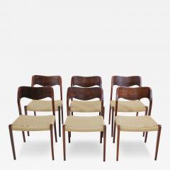 Nils Otto Moller Set of Six Scandinavian Modern Rosewood Dining Chairs by Nils Otto Moller - 4127672
