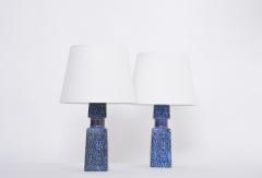 Nils Thorsson Pair of blue Danish Mid Century Table Lamps by Nils Thorsson for Fog Morup - 3084779