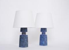 Nils Thorsson Pair of blue Danish Mid Century Table Lamps by Nils Thorsson for Fog Morup - 3084780