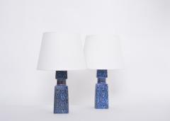 Nils Thorsson Pair of blue Danish Mid Century Table Lamps by Nils Thorsson for Fog Morup - 3084781