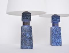 Nils Thorsson Pair of blue Danish Mid Century Table Lamps by Nils Thorsson for Fog Morup - 3084782