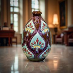 Nimy 1933 Art Deco Vase with Polychrome Glaze - 4312916