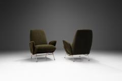 Nino Zoncada Pair of Mid Century Lounge Chairs with Metal Legs by Nino Zoncada Italy 1950s - 3888962