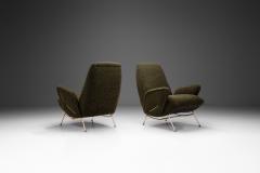 Nino Zoncada Pair of Mid Century Lounge Chairs with Metal Legs by Nino Zoncada Italy 1950s - 3888963