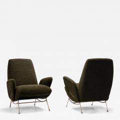 Nino Zoncada Pair of Mid Century Lounge Chairs with Metal Legs by Nino Zoncada Italy 1950s - 3893327