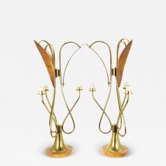 Nomina Organica Mid Century Brass Walnut Lamps Pair - 3758363