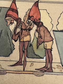 Nora Schnitzler Fairy Tales Girl and the Courteous Gnomes Illustration Original Art - 4472609