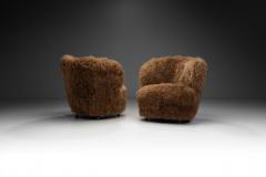 Nordic Modern Lounge Chairs in Longhair Sheepskin Finland ca 1950s - 3520721