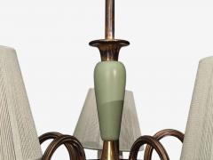 Nordiska Kompaniet Chandelier Green Lacquered Wood Brass Sweden 1950s - 4802493