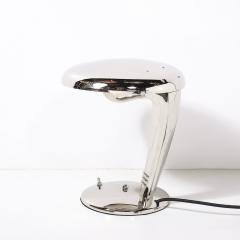 Norman Bel Geddes Art Deco Streamlined Nickel Cobra Table Lamp by Norman Bel Geddes for Faries - 4438691