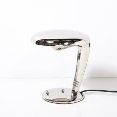 Norman Bel Geddes Art Deco Streamlined Nickel Cobra Table Lamp by Norman Bel Geddes for Faries - 4438692