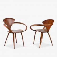 Norman Cherner Early Norman Cherner Dining Arm Chairs in Walnut Set of 4 - 3959978