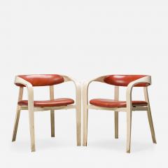 Norman Cherner Set of 5 Norman Cherner For Plycraft Plywood and Orange Vinyl Dining Chairs - 2792475