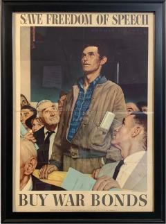 Norman Rockwell Save Freedom of Speech Buy War Bonds Vintage WWII Poster by Norman Rockwell - 3959473