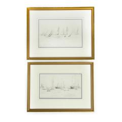 Norman Wilkinson Two Norman Wilkinson drawings of the International Races Cowes 1921 - 3020572