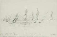 Norman Wilkinson Two Norman Wilkinson drawings of the International Races Cowes 1921 - 3020576