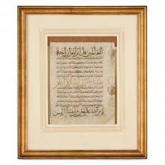 North African Qur anic manuscript leaf in Maghribi mujawhar script c 15thC - 4417230