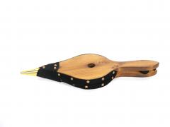North American Hand Carved Brass Wood Fireplace Bellows Tool - 4553209