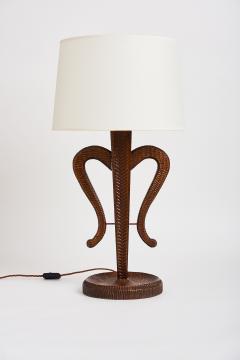 North European Carved Wood Table Lamp - 1818877