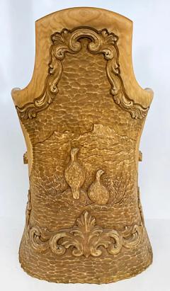 Norwegian Carved Kubbestol Chairs Hand Carved Tree Trunks with Birds and Turkey - 3502740