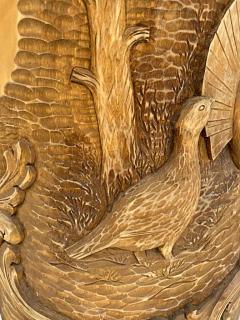 Norwegian Carved Kubbestol Chairs Hand Carved Tree Trunks with Birds and Turkey - 3502819