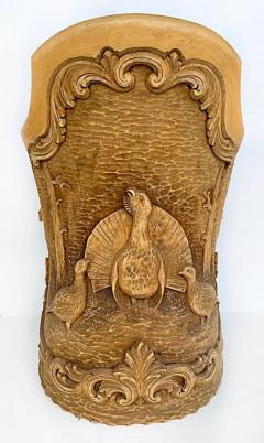 Norwegian Carved Kubbestol Chairs Hand Carved Tree Trunks with Birds and Turkey - 3502827