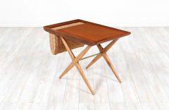 Norwegian Modern Sculpted Side Table with Magazine Basket - 2597383