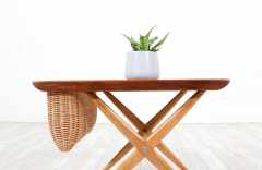 Norwegian Modern Sculpted Side Table with Magazine Basket - 2597384