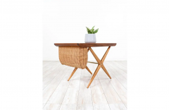 Norwegian Modern Sculpted Side Table with Magazine Basket - 2597385