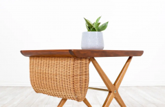 Norwegian Modern Sculpted Side Table with Magazine Basket - 2597386