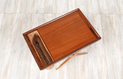 Norwegian Modern Sculpted Side Table with Magazine Basket - 2597401