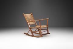 Norwegian Wood and Papercord Rocking Chair by Sla ke M belfabrikk Norway 1940s - 3486119