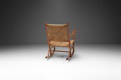Norwegian Wood and Papercord Rocking Chair by Sla ke M belfabrikk Norway 1940s - 3486120