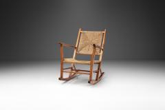 Norwegian Wood and Papercord Rocking Chair by Sla ke M belfabrikk Norway 1940s - 3486121