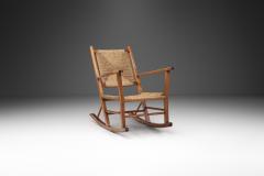 Norwegian Wood and Papercord Rocking Chair by Sla ke M belfabrikk Norway 1940s - 3486122