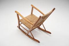Norwegian Wood and Papercord Rocking Chair by Sla ke M belfabrikk Norway 1940s - 3486123
