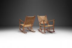 Norwegian Wood and Papercord Rocking Chairs by Sla ke M belfabrikk Norway 1940s - 3112737