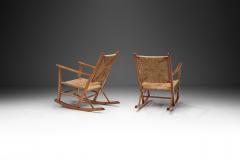 Norwegian Wood and Papercord Rocking Chairs by Sla ke M belfabrikk Norway 1940s - 3112811