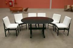 Novo Rumo Brazilian Modern 6 Chair Set in Off White Velvet Ebony Hardwood Novo Rumo 1960 - 3186708