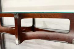 Novo Rumo Brazilian Modern Coffee Table in Bent Wood Glass Novo Rumo Brazil c 1960s - 3511584