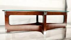 Novo Rumo Brazilian Modern Coffee Table in Bent Wood Glass Novo Rumo Brazil c 1960s - 3511586