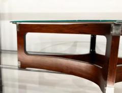 Novo Rumo Brazilian Modern Coffee Table in Bent Wood Glass Novo Rumo Brazil c 1960s - 3511588