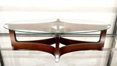 Novo Rumo Brazilian Modern Coffee Table in Bent Wood Glass Novo Rumo Brazil c 1960s - 3511589